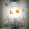 Applique murale blanche décorée de fleurs des champs jaune orange